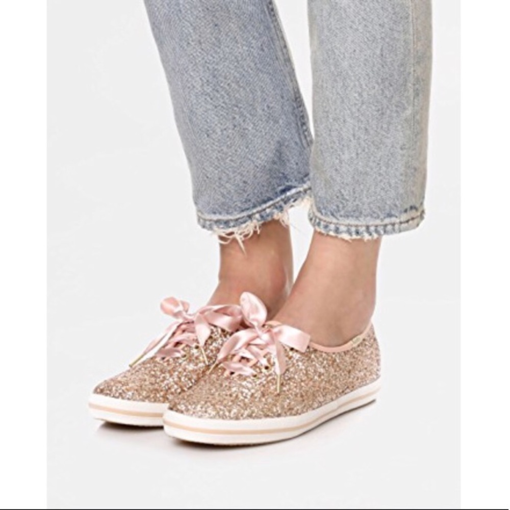 Kate Spade Rose Gold Glitter Keds Sneakers